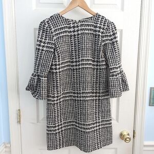 Zara women's black and white sheath dress with bell sleeves. Size XS